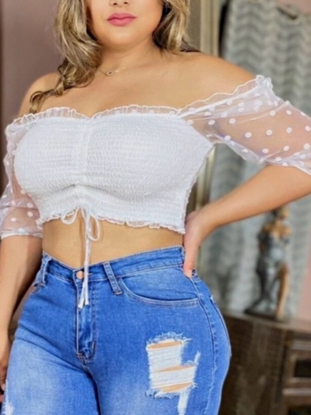 Off Shoulder White Top